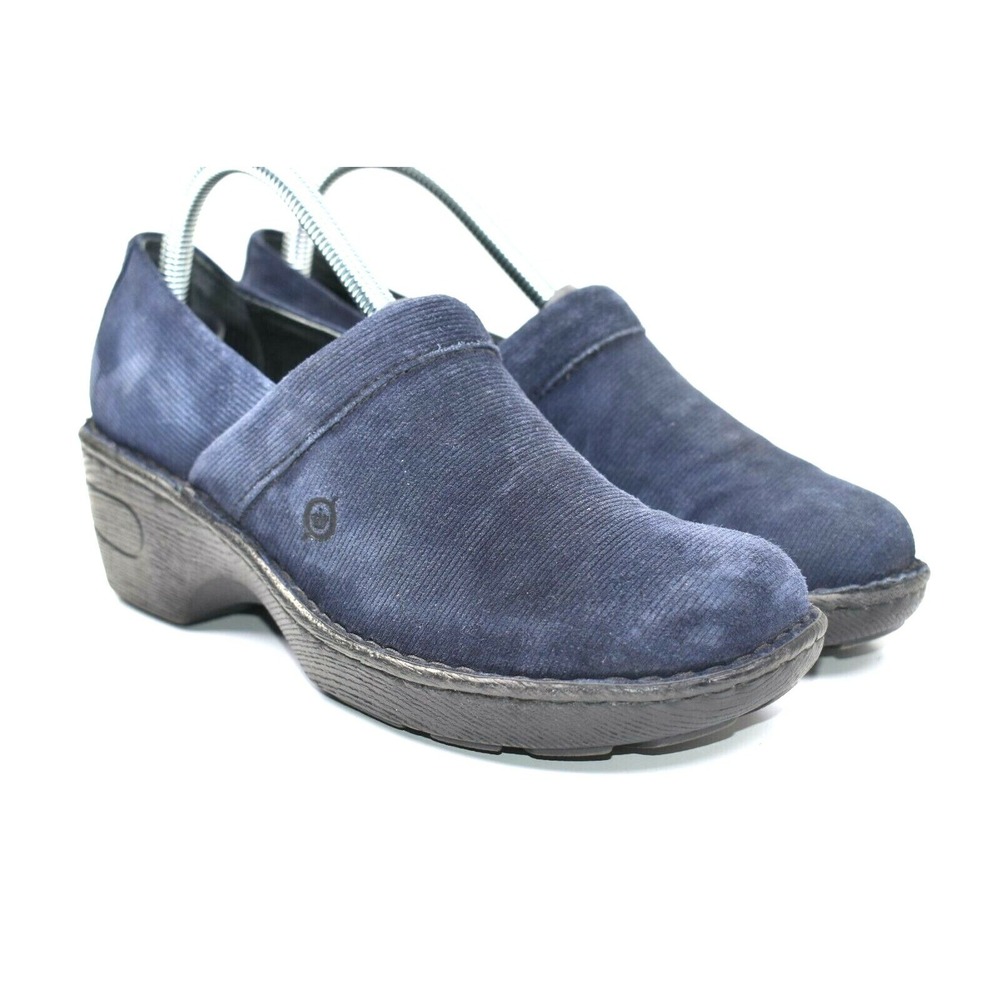 Born Women's Blue Corduroy Clog Mules Platform Slide Comfort Shoes‎ Size 8